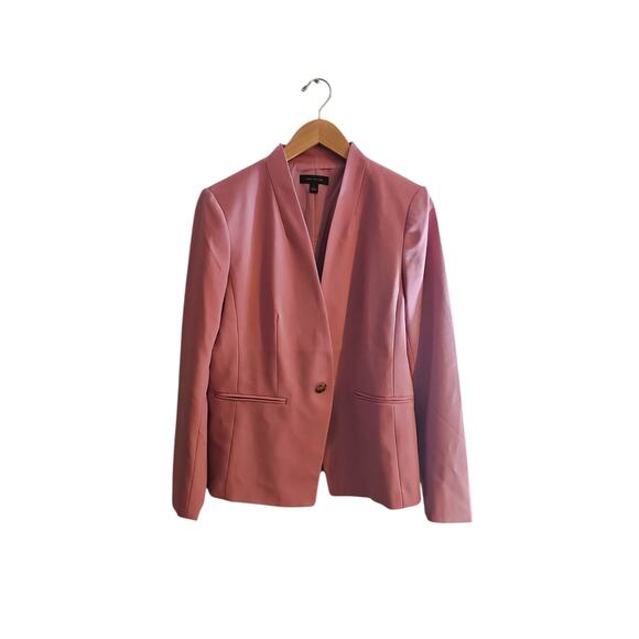Ann Taylor Cut away blazer bi stretch suiting collection pink blazer sz 6 - Picture 4 of 9